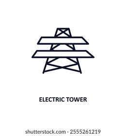 electric tower outline icon.  Thin line icon from construction tools collection. Editable vector isolated on white background