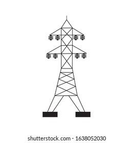 Electric tower, overhead power line icon symbol 