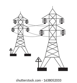 Electric tower, overhead power line icon symbol 