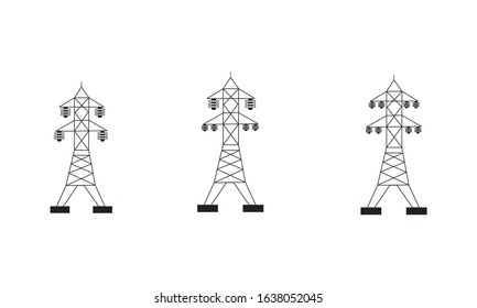 Electric tower, overhead power line icon symbol 