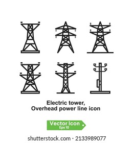electric tower, overload power line icon