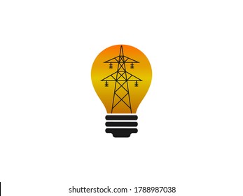 Electric tower, power, bulb icon. Vector illustration, flat design.
