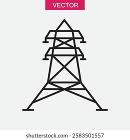Electric tower, power icon.vector flat black linear illustration for web and app..eps