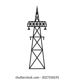Electric tower. A power line support is a structure for holding wires. Support of an overhead power transmission line. Vector illustration isolated on a white background for design and web.
