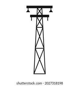 Torre eléctrica. Un soporte de línea de alimentación es una estructura para sujetar cables. Soporte de una línea de transmisión de alimentación aérea. Ilustración vectorial aislada en un fondo blanco para el diseño y la web.