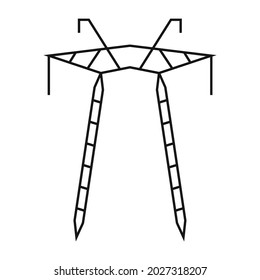 Torre eléctrica. Un soporte de línea de alimentación es una estructura para sujetar cables. Soporte de una línea de transmisión de alimentación aérea. Ilustración vectorial aislada en un fondo blanco para el diseño y la web.
