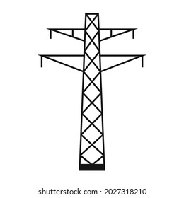 Electric tower. A power line support is a structure for holding wires. Support of an overhead power transmission line. Vector illustration isolated on a white background for design and web.