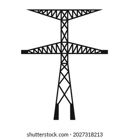 Electric tower. A power line support is a structure for holding wires. Support of an overhead power transmission line. Vector illustration isolated on a white background for design and web.