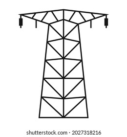 Electric tower. A power line support is a structure for holding wires. Support of an overhead power transmission line. Vector illustration isolated on a white background for design and web.