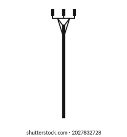 Torre eléctrica. Un soporte de línea de alimentación es una estructura para sujetar cables. Soporte de una línea de transmisión de alimentación aérea. Ilustración vectorial aislada en un fondo blanco para el diseño y la web.