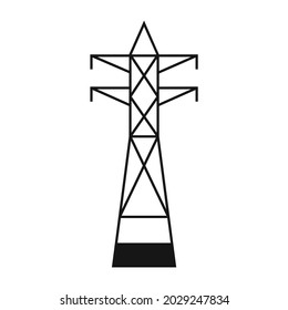Electric tower. A power line support is a structure for holding wires. Support of an overhead power transmission line. Vector illustration isolated on a white background for design and web.