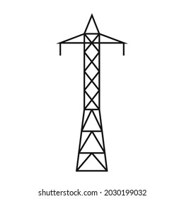Electric tower. A power line support is a structure for holding wires. Support of an overhead power transmission line. Vector illustration isolated on a white background for design and web.