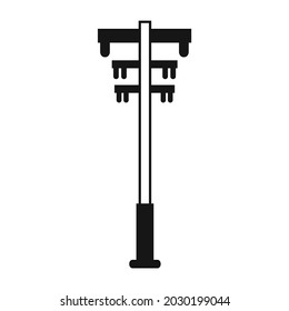 Electric tower. A power line support is a structure for holding wires. Support of an overhead power transmission line. Vector illustration isolated on a white background for design and web.