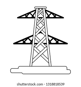 electric tower symbol isolated black and white