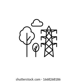 Electric tower, trees icon. Simple line, outline vector elements of city for ui and ux, website or mobile application