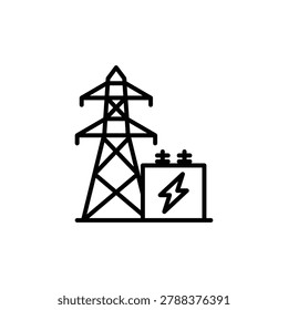 Electric tower vector icon. High voltage electric tower symbol.