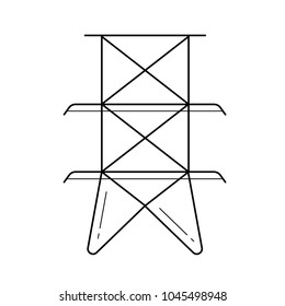 Icono de línea vectorial de torre eléctrica aislado en fondo blanco. Icono de línea de línea de alimentación para infografía, sitio web o aplicación.