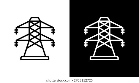 Design de conjunto de ícones brancos da torre elétrica