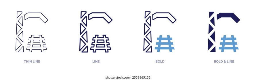 Elektrische Türme Symbol in 4 verschiedenen Stilen. Dünne Linie, Linie, Fett und Fette Linie. Duotone-Stil. Bearbeitbarer Strich.