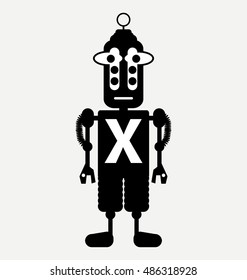 electric toy robot, flat design style