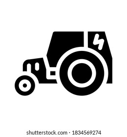 electric tractor glyph icon vector. electric tractor sign. isolated contour symbol black illustration