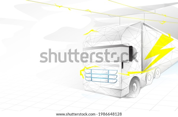 Electric trailer truck\
transportation. Electric vehicle. Electric autonomous. Vector\
illustration