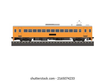 Electric Train Car. Side View. Simple Flat Illustration.
