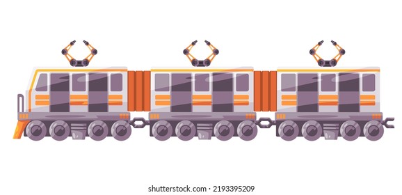 Electric Train Commuter Rail Transport Vector Drawing Illustration