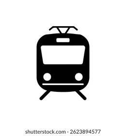 Icono delantero del tren eléctrico, estilo moderno lleno negro de la línea del glifo