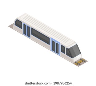 Electric Train as High-speed Transport in Metro or Subway and Rapid Transit Urban System Isometric Vector Illustration