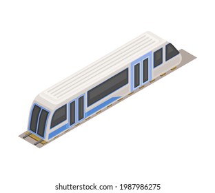 Electric Train as High-speed Transport in Metro or Subway and Rapid Transit Urban System Isometric Vector Illustration