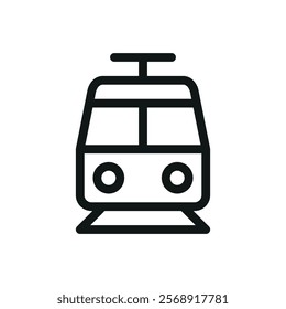 Electric train line icon, tram vector symbol with editable stroke