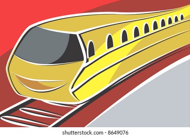an electric train moving in the rail	