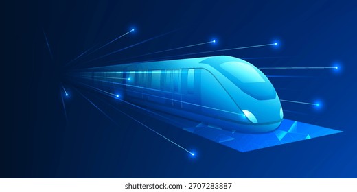 Trem elétrico Tecnologia de Transporte Inteligente, Sistema de Mobilidade Urbana Impulsionado por IA, Gestão Inteligente de Trânsito de Passageiros, Logística de Cidade Futurista, Eficiência de Rede Digital