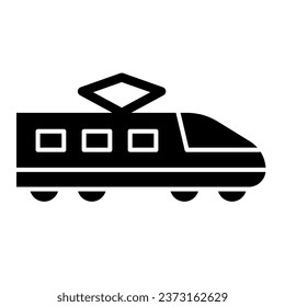 Electric train solid icon, transportation symbol, Modern high speed train vector sign on white background, subway icon in glyph style for mobile concept and web design. Vector graphics