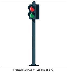 Electric train and traffic lights vector icon, isolated on white. Ideal for railway, transportation, and web design projects.
