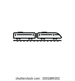 Electric Train Vector Outline Style Black Filled Icon Isolated On Transparent Background