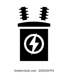 Electric Transformer Icon. Black Stencil Design. Vector Illustration.