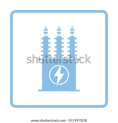 Electric transformer icon. Blue frame design. Vector illustration.