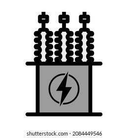 Electric Transformer Icon. Editable Bold Outline With Color Fill Design. Vector Illustration.