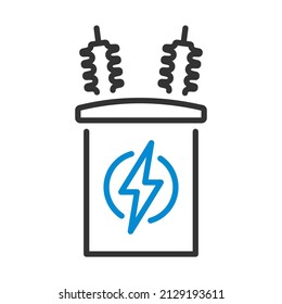 Electric Transformer Icon. Editable Bold Outline With Color Fill Design. Vector Illustration.
