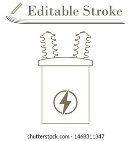 Electric Transformer Icon. Editable Stroke Simple Design. Vector Illustration.