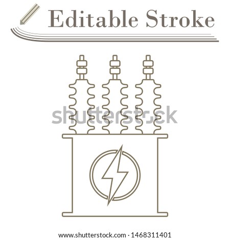 Electric Transformer Icon. Editable Stroke Simple Design. Vector Illustration.