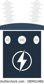 Icono de transformador eléctrico. Diseño de color plano. Ilustración vectorial.