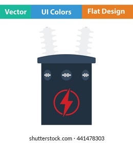 Electric transformer icon. Flat design. Vector illustration.