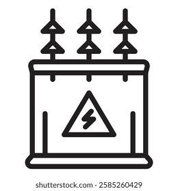 Electric Transformer Icon Isolated flat vector in outline