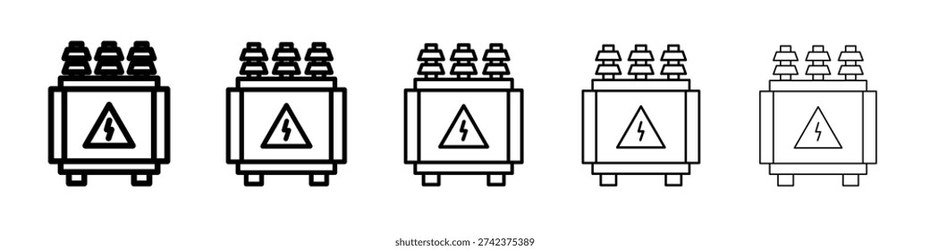 Electric transformer icon logo. Black line icon, vector illustrations.
