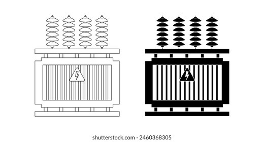 Electric transformer icon set isolated on white background