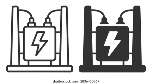 electric transformer icon set vector illustration on transparent background