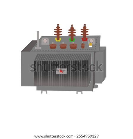 Electric transformer on white background, vector illustration